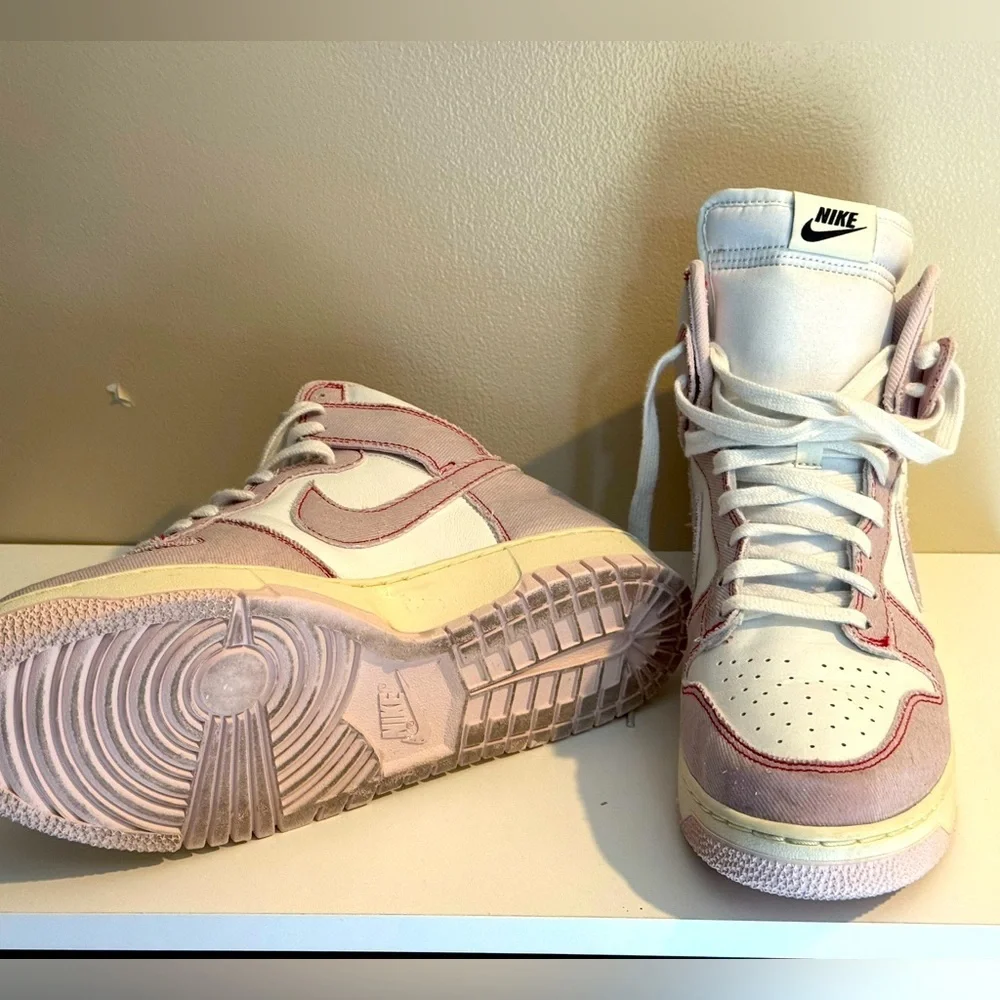 Nike Dunk High White Pink Canvas Sneakers Women’s | Retro Streetwear | Size 11.5